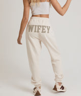 Wifey Teddy Sweatpants - Champagne