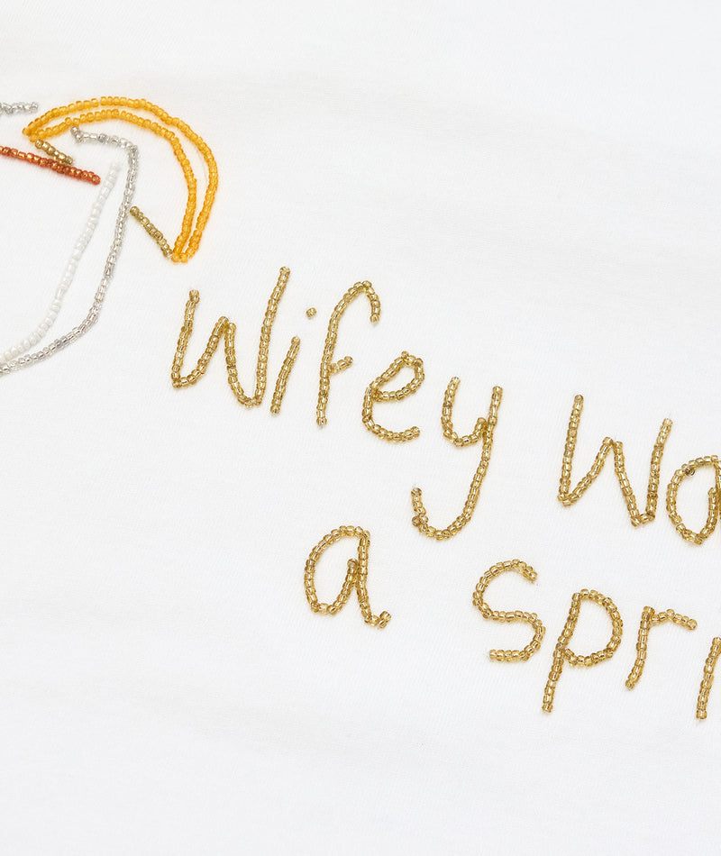 Wifey Wants a Spritz Beaded Tee - White