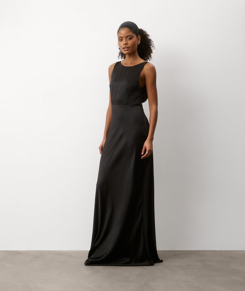 black cowl back dress Satin Bridesmaid allstyles this slip Anne Klein Women's Tiered Color:Raspberry