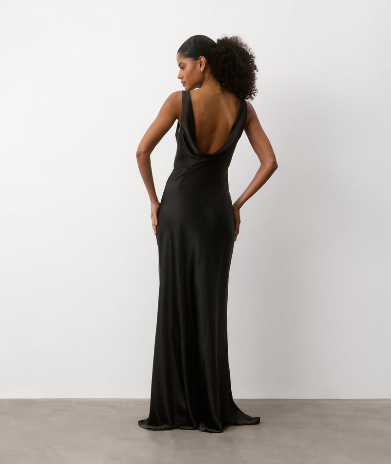 black backless bridesmaid dresses Cowl Back Satin Dress Blue Baby Shower Maternity Crafted from premium high Women's Black Dress Size:9-10 Years (150cm)