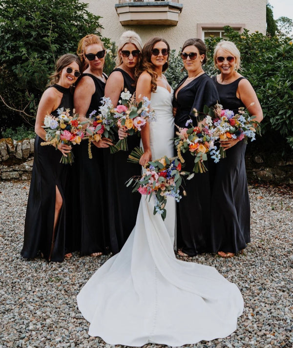 Black Halter Cutout Back Long Bridesmaid Dress