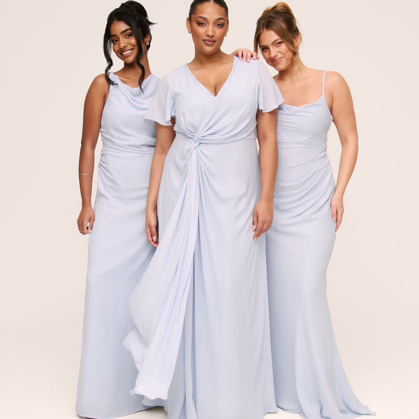 Six Stories Women's Knot Front Chiffon Bridesmaid Dress - Pale Blue Six Stories Women's Knot Front Chiffon Bridesmaid Dress - Pale Blue