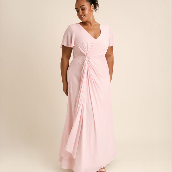 Knot Detail Chiffon Bridesmaid Dress - Blush Pink- Size US 18 Knot Detail Chiffon Bridesmaid Dress - Blush Pink- Size US 18