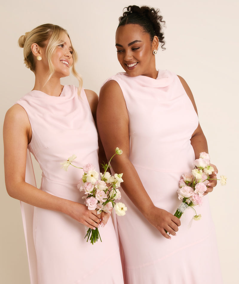 rose gold and blush pink bridesmaid dresses High Cowl Neck Drape Chiffon Dress Round Neck/V Neck/ Halter Irish Wedding Dresses Champagne Bridesmaid Dresses [2026 Flavor:Carrot Cake w/ Cream Cheese Filling