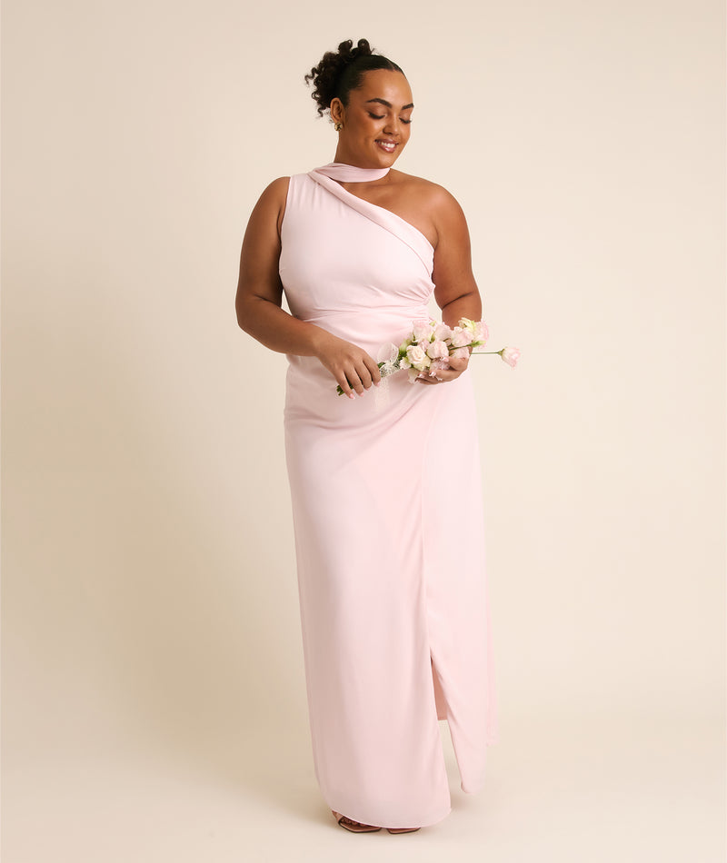 strapless open back dress Six Stories Women's One Shoulder Chiffon Bridesmaid Dress