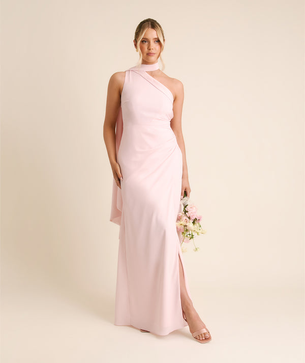 V Neck Plunge Crepe Bridesmaid Dress - Blush | Six Stories V Neck Plunge Crepe Bridesmaid Dress - Blush | Six Stories