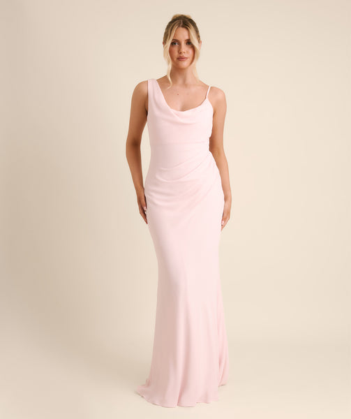 Six Stories Cowl Front Chiffon Bridesmaid Dress in Ballet Pink at Nordstrom, Size 12