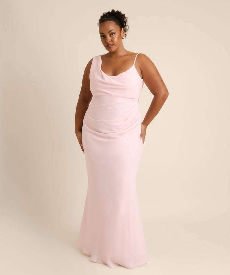 Cowl Asymmetrical Chiffon Bridesmaid Dress
