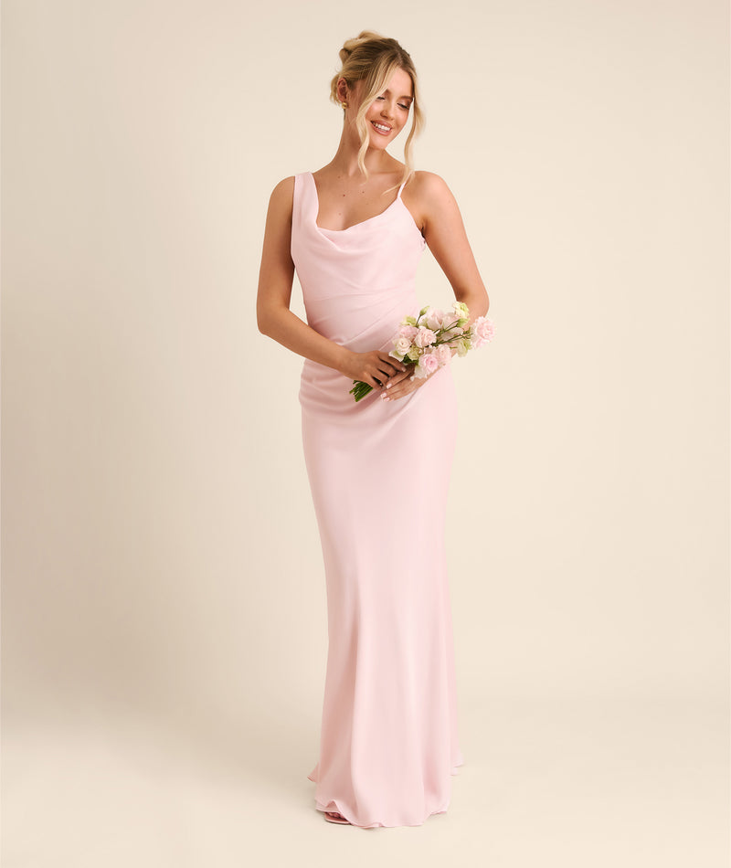 blue dress for baby girl Six Stories Cowl Front Chiffon Bridesmaid Dress in Ballet Pink at Nordstrom, Size 12