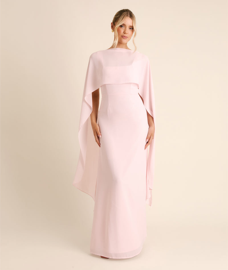 Six Stories Pink Square Neck Crepe Bridesmaid Dress with Neck Scarf US 10 Womens