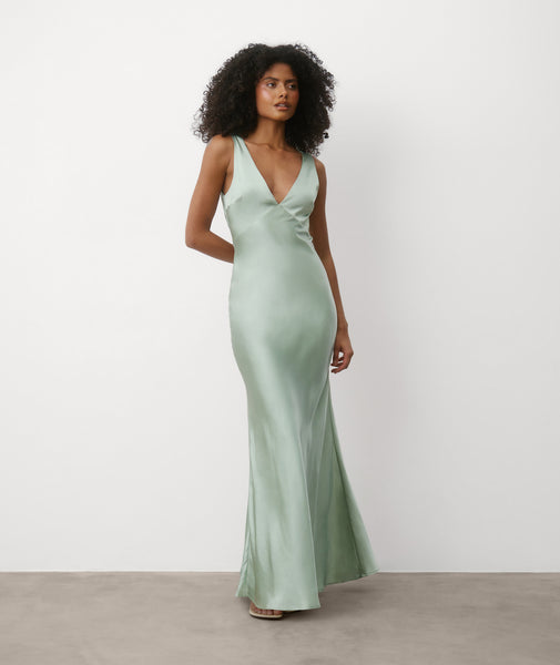 princess polly baby blue dress Amara Sage Backless Gown main image 1