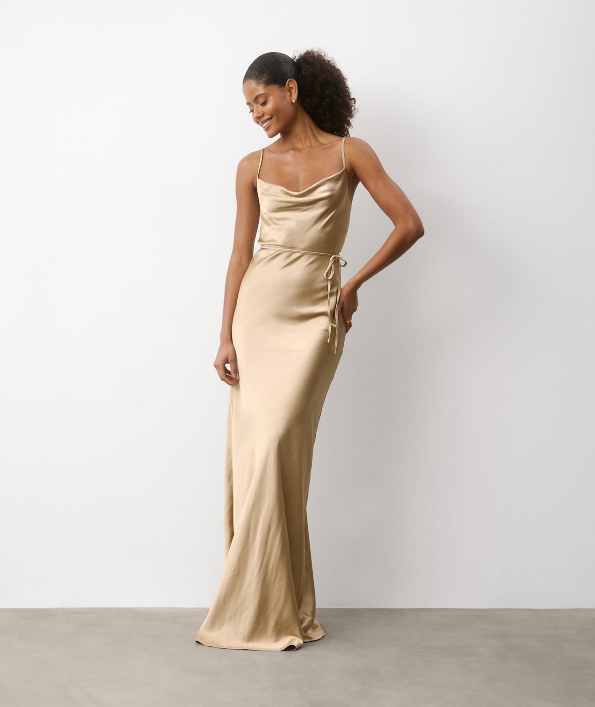 Cami Cowl Satin Bridesmaid Dress - Champagne