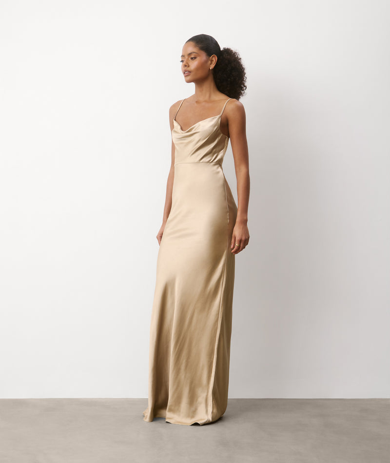 Cami Cowl Front Satin Bridesmaid Dress - Champagne | Six Stories