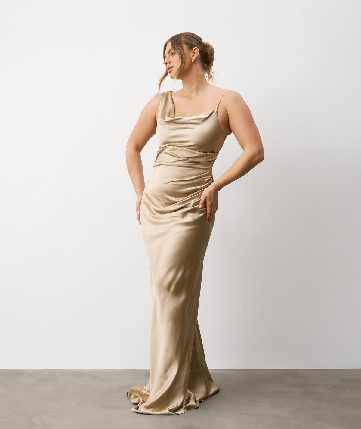 champagne halter bridesmaid dress Azazie Hillian Ready to Ship Champagne Mesh Bridesmaid Dresses