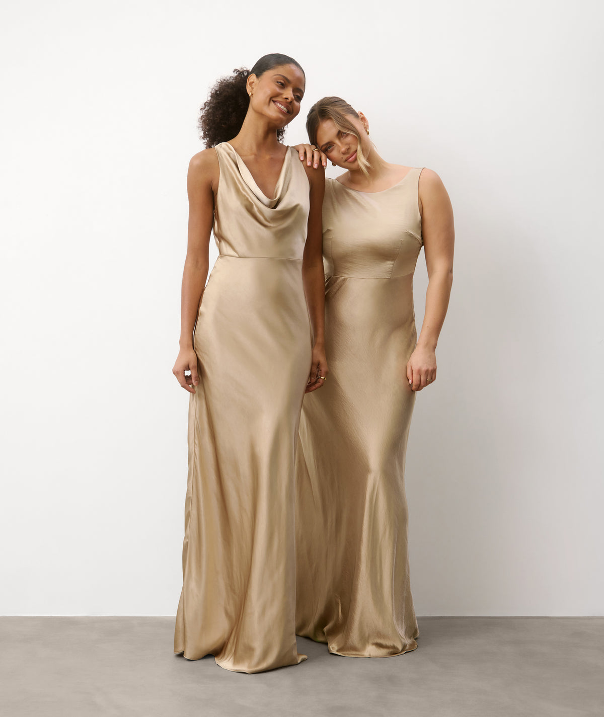 Cowl Back Satin Bridesmaid Dress - Champagne