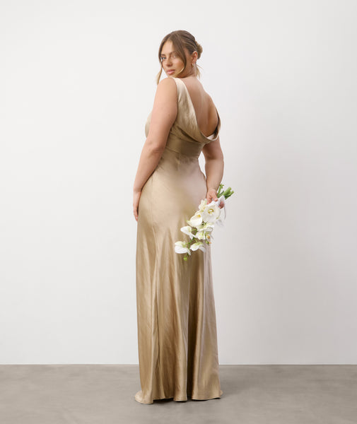 satin gold bridesmaid dresses Silky Midi Bridesmaid Or Any Other Special Occasions ! Gold Bridesmaid Dresses to Make