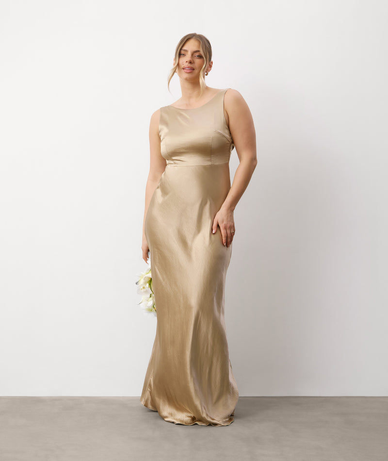 Six Stories Cowl Back Satin Bridesmaid Dress