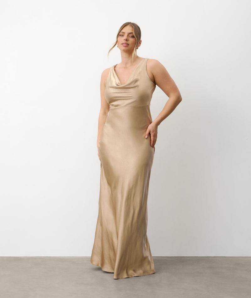 Six Stories Cowl Front Satin Bridesmaid Dress