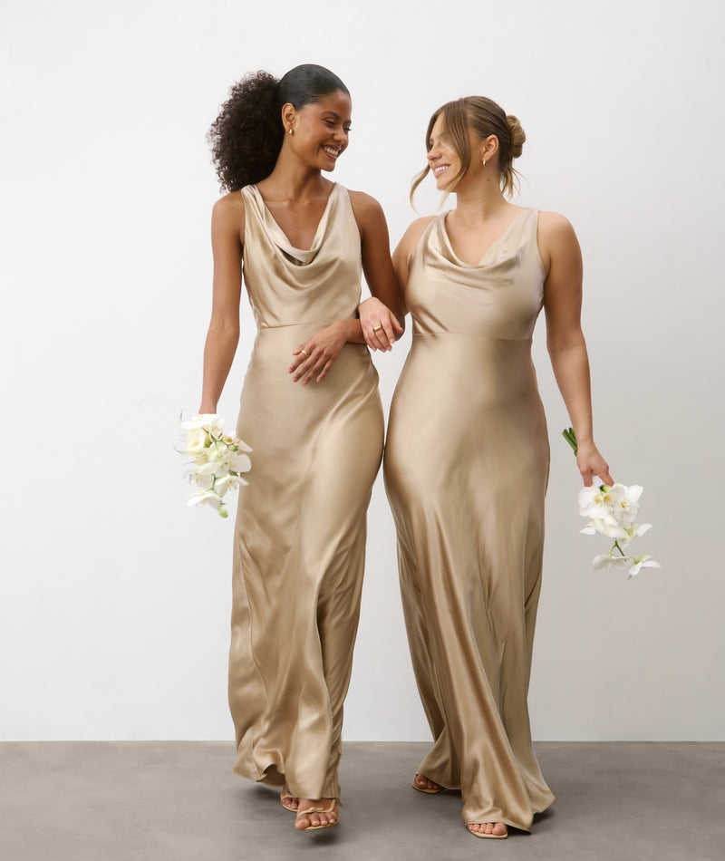 Six Stories Cowl Front Satin Bridesmaid Dress
