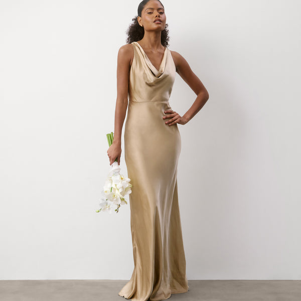 satin cocktail & party dresses Six Stories Cowl Front Satin Bridesmaid Dress