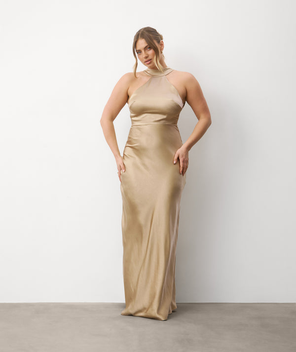 Cami Cowl Front Satin Bridesmaid Dress - Champagne