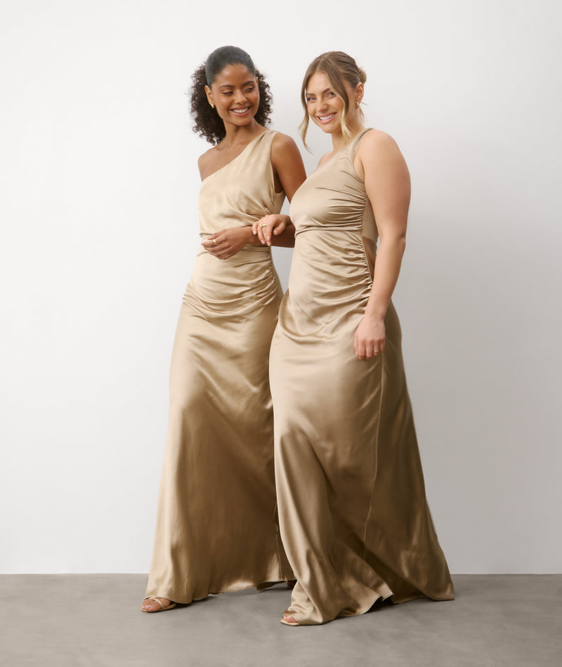 Six Stories Women's One Shoulder Satin Bridesmaid Dress