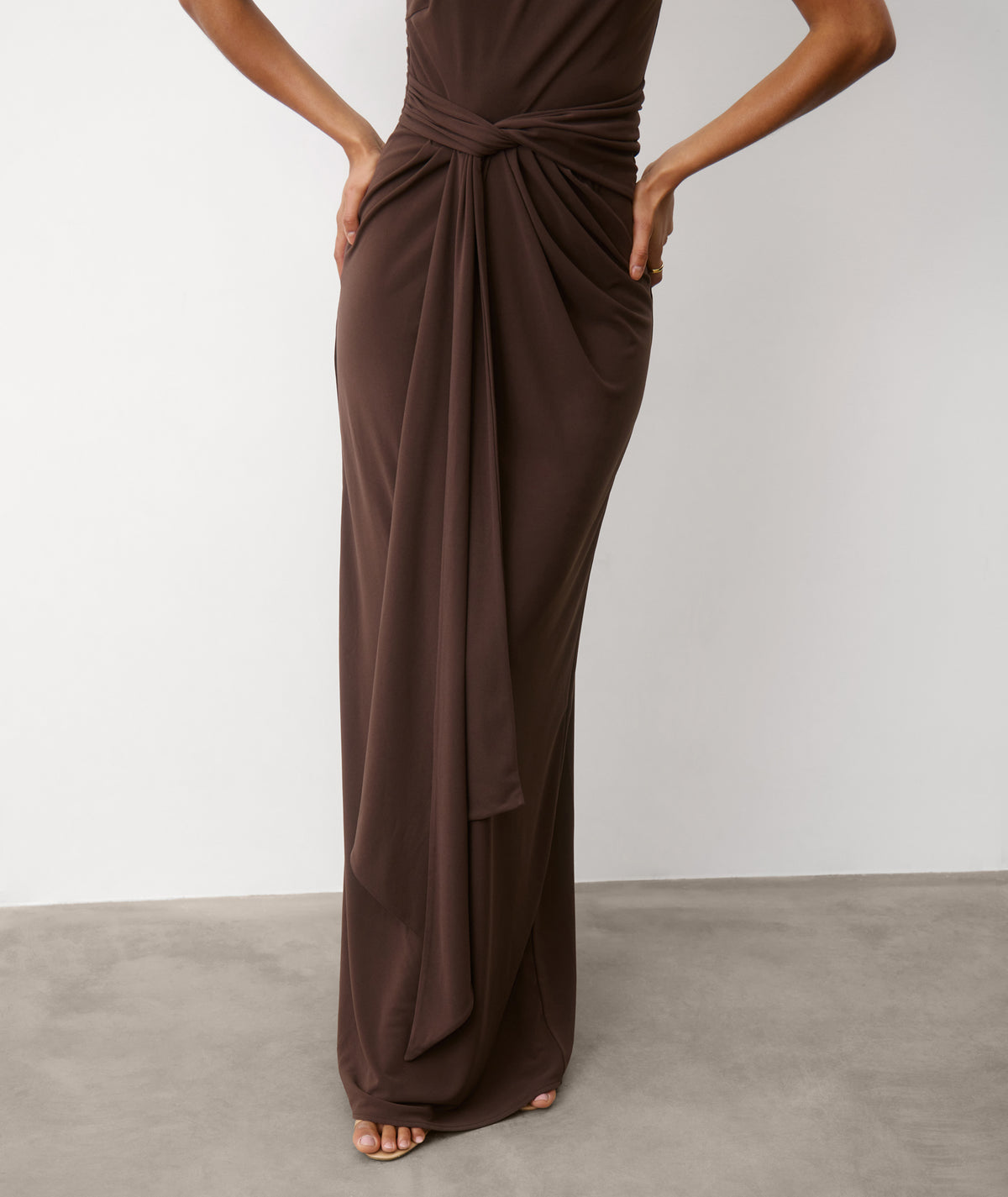 One Shoulder Stretch Sculpt Bridesmaid Dress - Chocolate