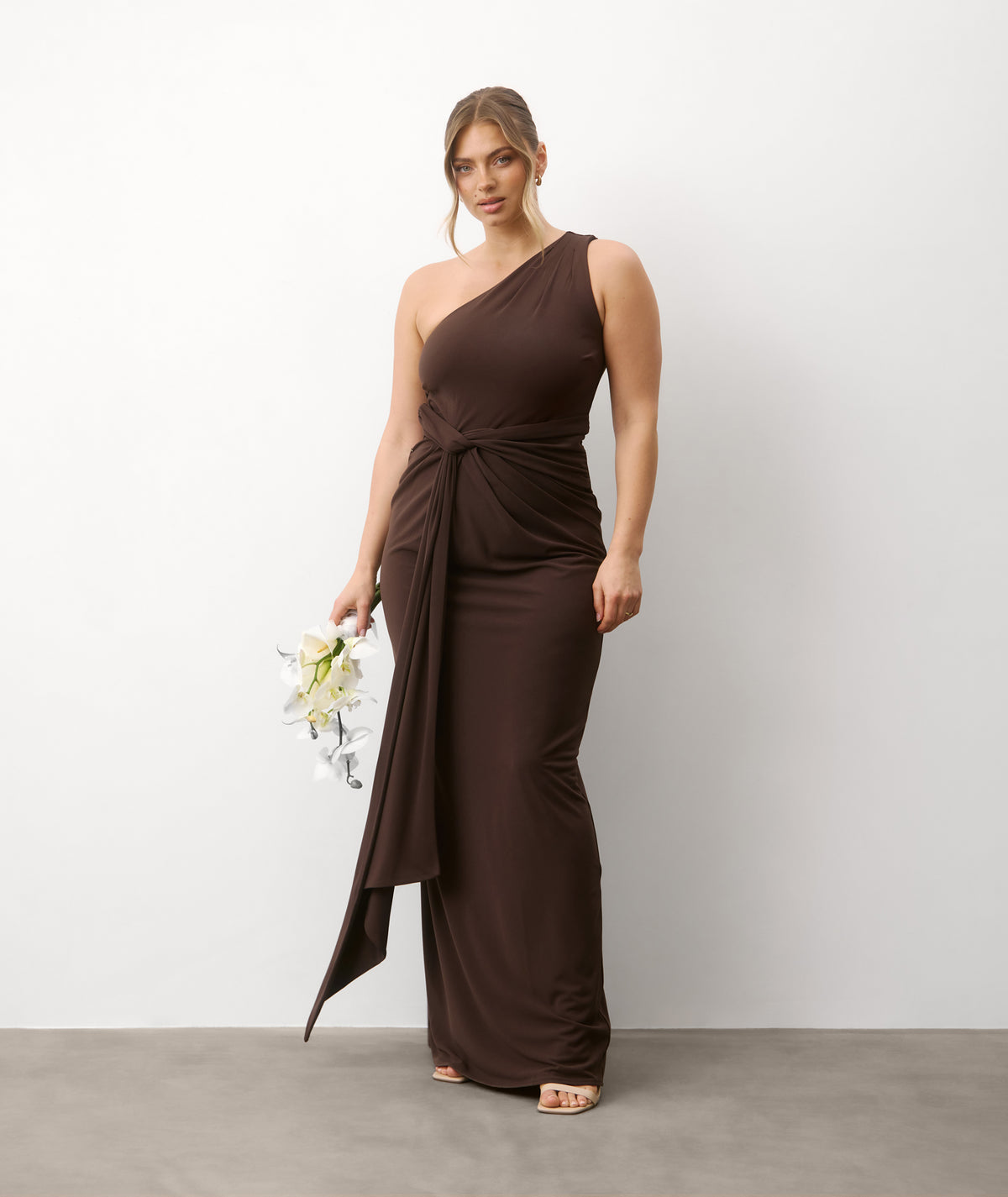 dress one shoulder One Shoulder Drape Satin Bridesmaid Dress