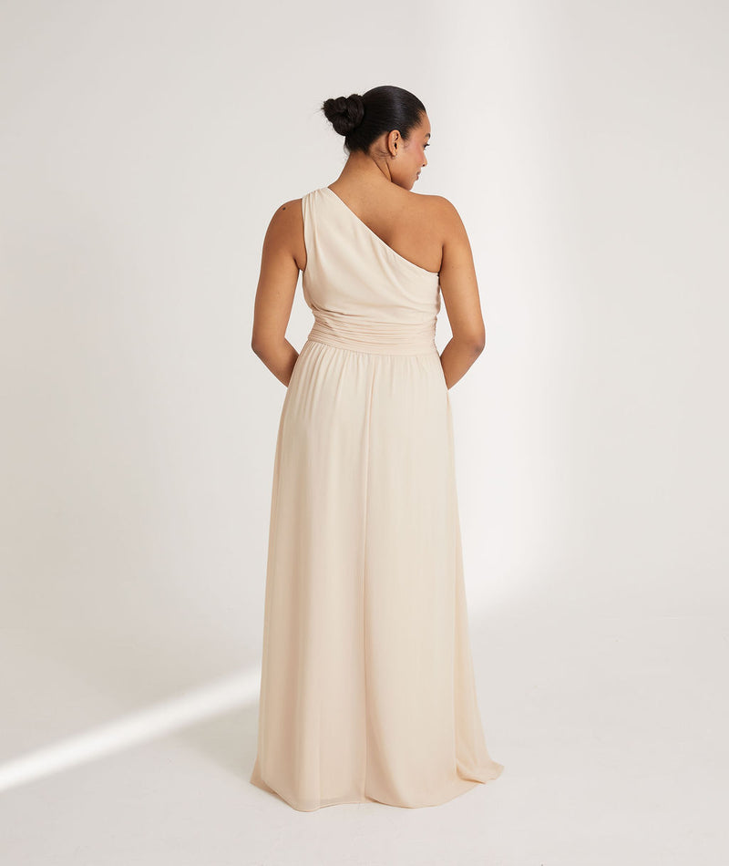 Six Stories One-Shoulder Asymmetric Chiffon Maxi Dress - Vintage Cream Six Stories One-Shoulder Asymmetric Chiffon Maxi Dress - Vintage Cream