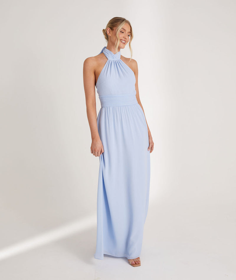 Halter Neck Chiffon Bridesmaid Dress - Cornflower Blue Six Stories Halter Neck Chiffon Bridesmaid Dress - Cornflower Blue Six Stories