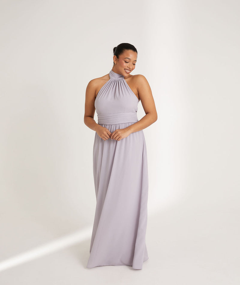 Halter Neck Chiffon Bridesmaid Dress - Dusty Lilac- Size US 2 Halter Neck Chiffon Bridesmaid Dress - Dusty Lilac- Size US 2