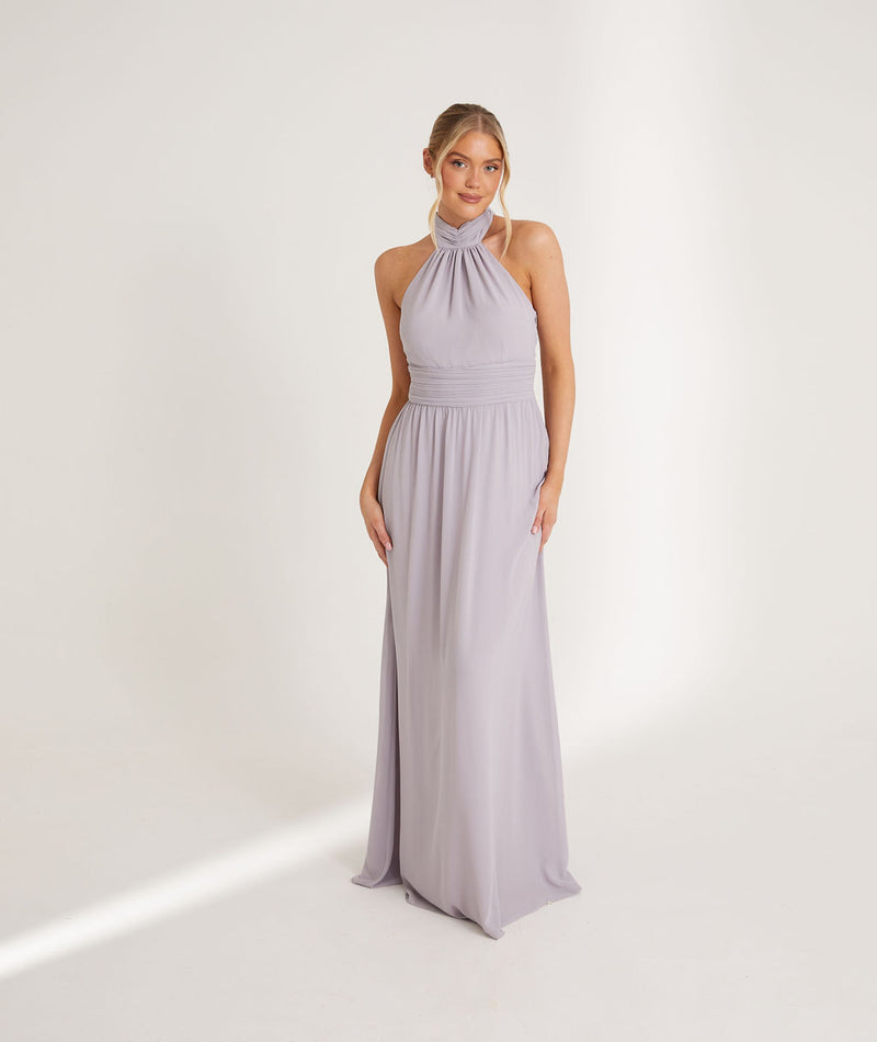 Halter Neck Chiffon Bridesmaid Dress - Dusty Lilac Six Stories Halter Neck Chiffon Bridesmaid Dress - Dusty Lilac Six Stories
