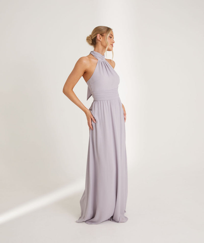 Halter Neck Chiffon Bridesmaid Dress - Dusty Lilac- Size US 2 Halter Neck Chiffon Bridesmaid Dress - Dusty Lilac- Size US 2