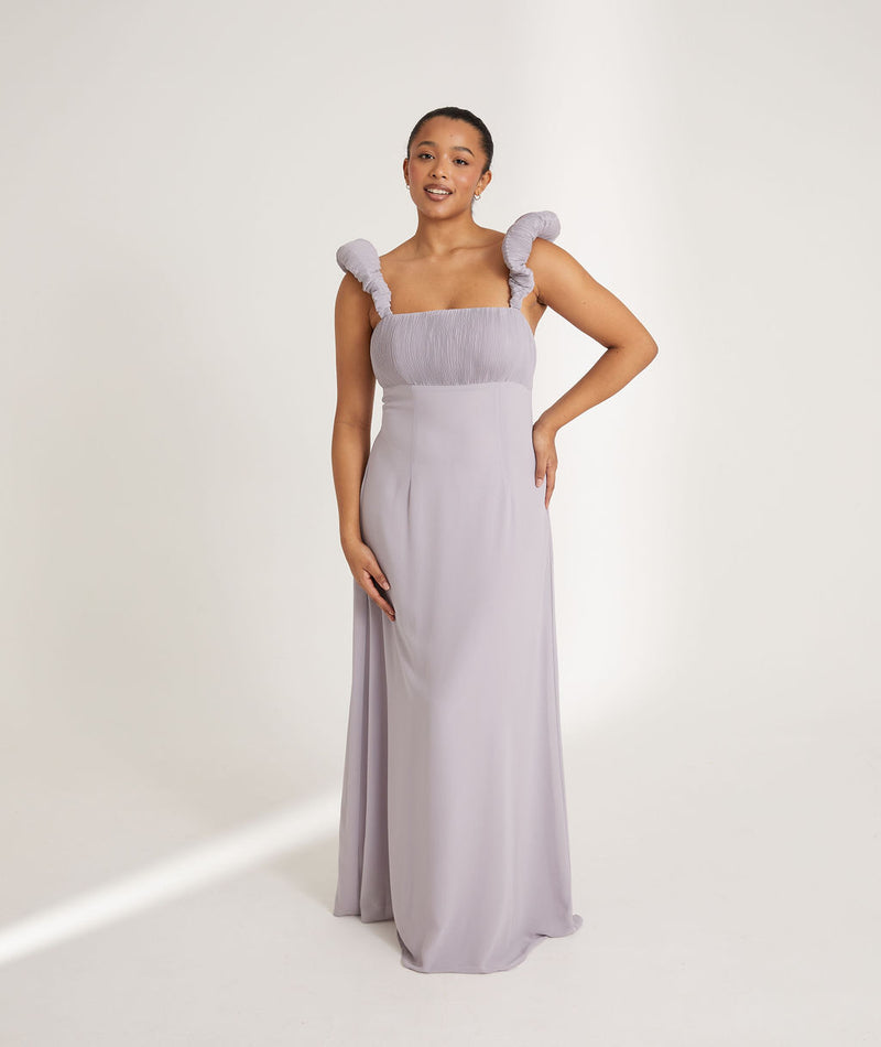 Statement Shoulder Chiffon Bridesmaid Dress