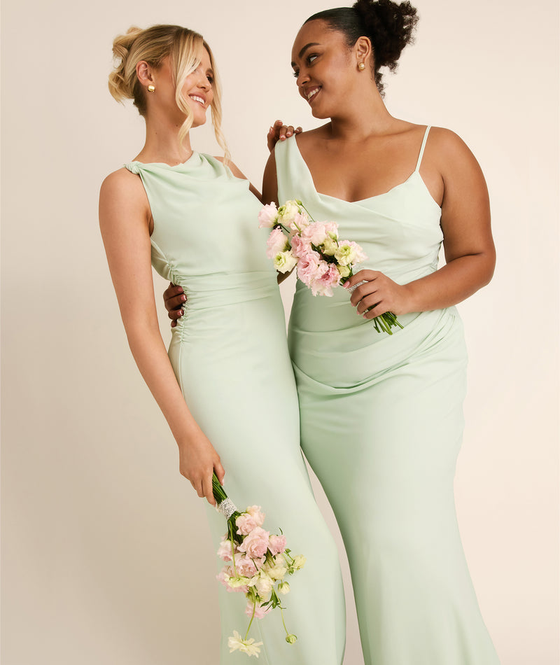 Twist Asymmetrical Chiffon Bridesmaid Dress