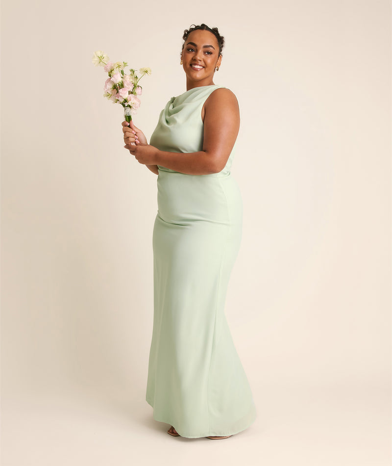 Twist Asymmetrical Chiffon Bridesmaid Dress