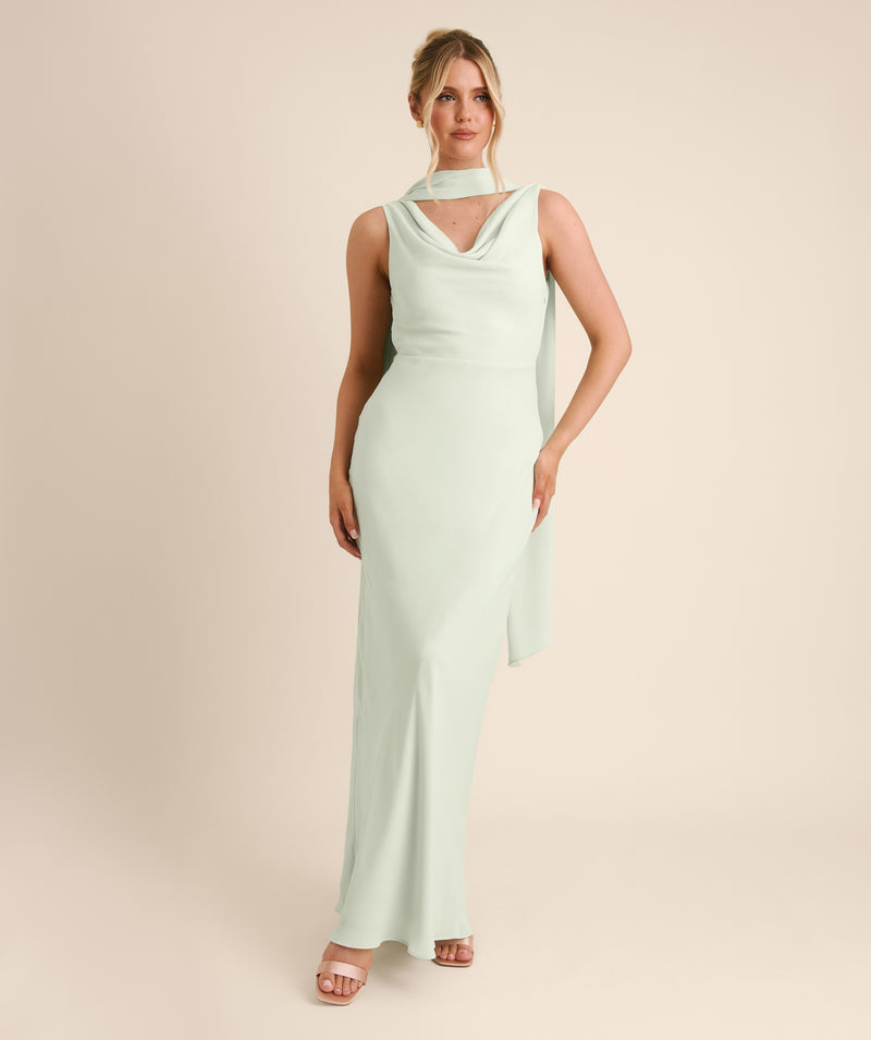 strapless open back dress Six Stories Women's Plunge Cowl Chiffon Bridesmaid Dress
