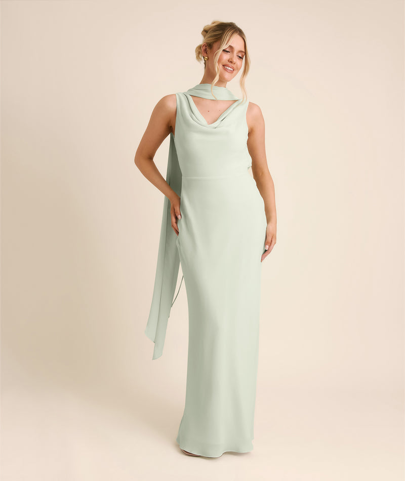 Six Stories Women's Plunge Cowl Chiffon Bridesmaid Dress