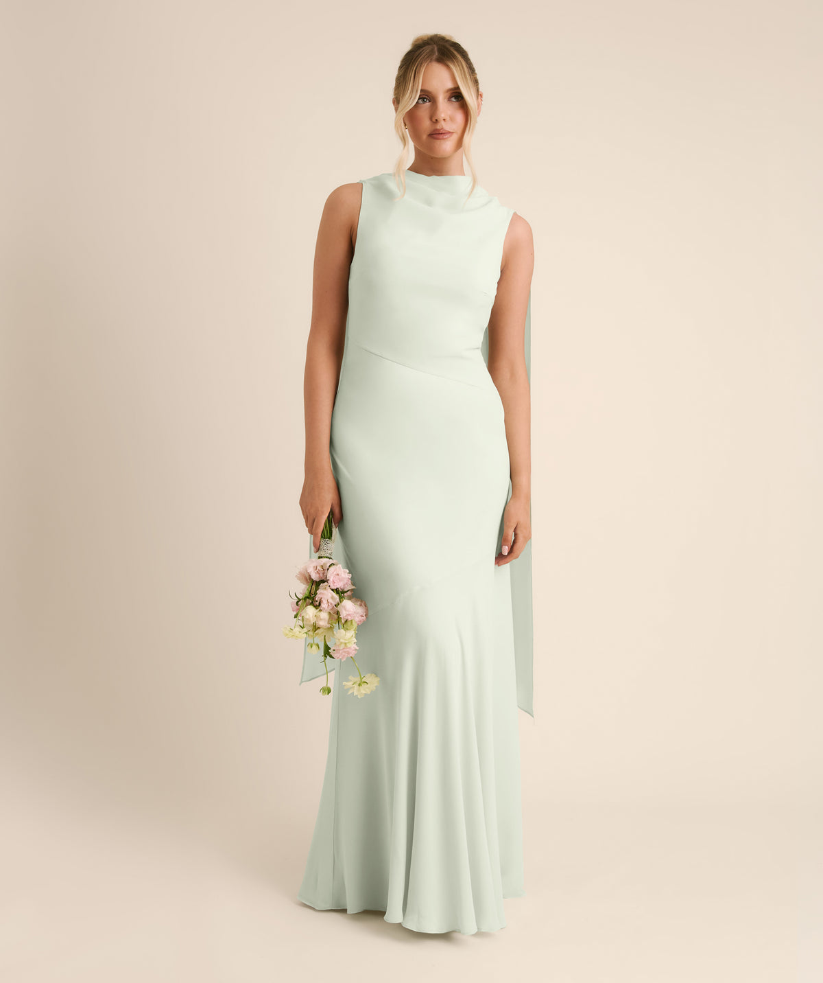Six Stories Women's One Shoulder Chiffon Bridesmaid Dress - Mint Green