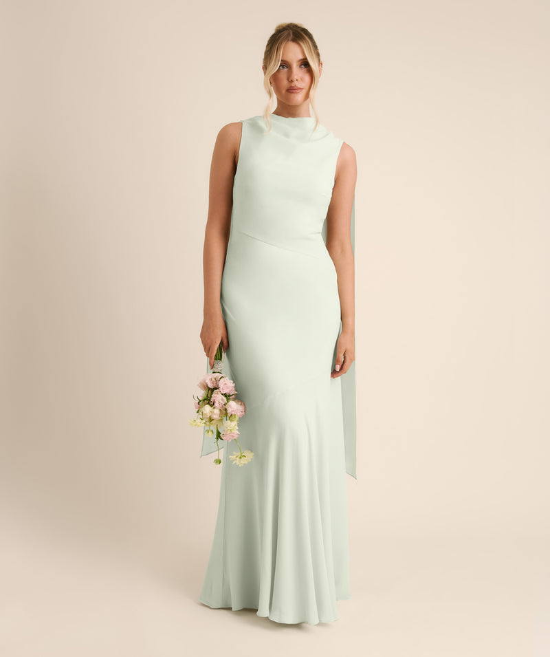 High Cowl Neck Drape Chiffon Bridesmaid Dress - Mint Green Six Stories High Cowl Neck Drape Chiffon Bridesmaid Dress - Mint Green Six Stories