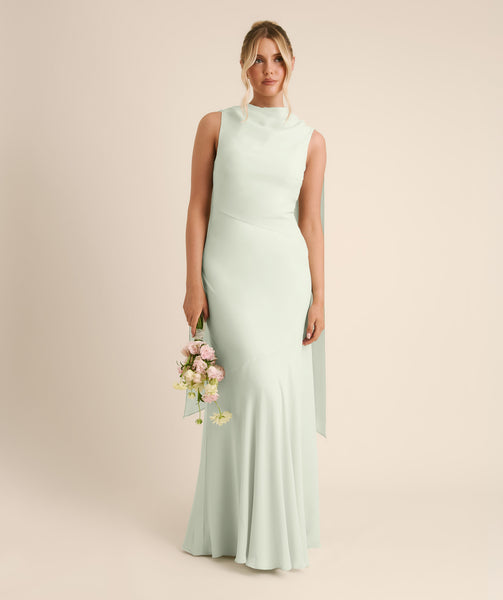 High Cowl Neck Drape Chiffon Bridesmaid Dress - Mint Green Six Stories High Cowl Neck Drape Chiffon Bridesmaid Dress - Mint Green Six Stories