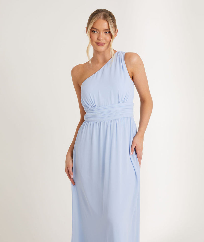One Shoulder Chiffon Bridesmaid Dress - Cornflower Blue- Size US 8 One Shoulder Chiffon Bridesmaid Dress - Cornflower Blue- Size US 8