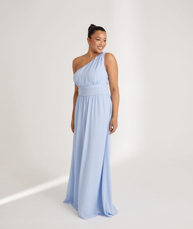 One Shoulder Chiffon Bridesmaid Dress - Cornflower Blue- Size US 2 One Shoulder Chiffon Bridesmaid Dress - Cornflower Blue- Size US 2
