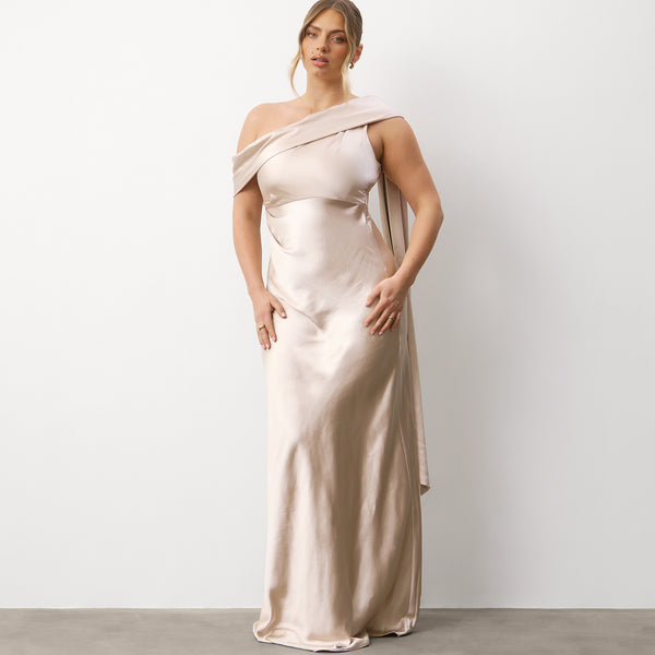 oyster satin cocktail dress Valentine Dress - Oyster, AU/UK 6