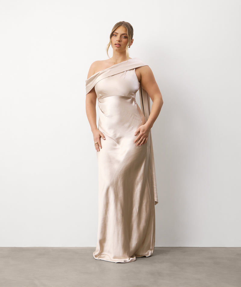 drapey satin dress ELLIATT x REVOLVE Clementine Maxi Dress in Sage