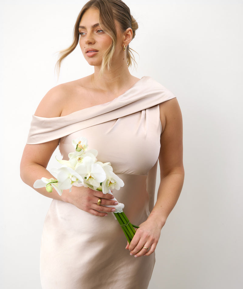 oyster silk dress Zoe Oyster silk satin maxi dress