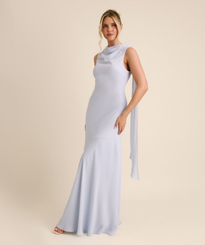 High Cowl Neck Drape Chiffon Bridesmaid Dress - Powder Blue Six Stories High Cowl Neck Drape Chiffon Bridesmaid Dress - Powder Blue Six Stories