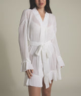 Pleated Ruffle Mini Robe - Ivory