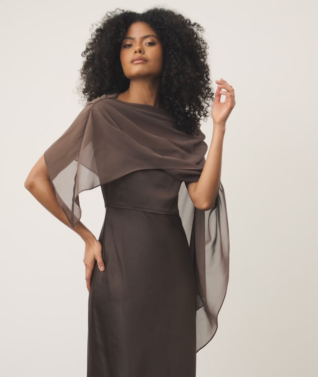 chocolate brown dresses for women Katalia Off Shoulder Maxi Dress / this versatile and timeless dress is made from a soft fabric with a flattering square neckline Petal and Pup Women's Kayt