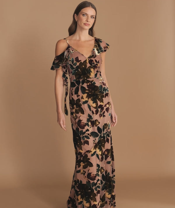 Floral Devore Strappy Dress
